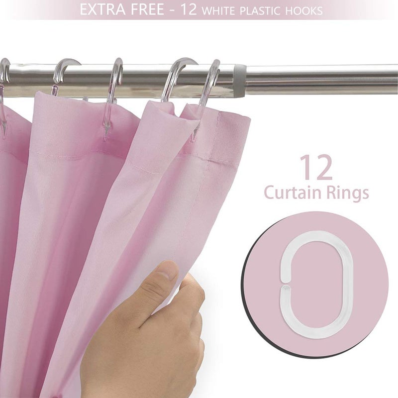 WestWeir Pink Ruffle Shower Curtain - Farmhouse Ruffled Fabric for Bathroom 72 inches x 72 inch - Image 4